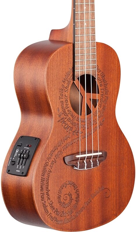 open zoom image for Luna Peace Acoustic-Electric Concert Ukulele (with Gig Bag), New, Full Left Front