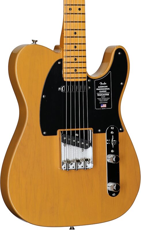 open zoom image for Fender American Professional Classic Telecaster Electric Guitar, Maple Fingerboard (with Gig Bag), Butterscotch Blonde, Full Left Front