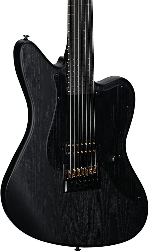 open zoom image for ESP LTD Alex Wade AW-XJ7 Baritone EverTune Electric Guitar (with Case), Black Satin, Full Left Front