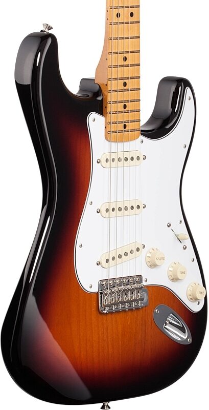 open zoom image for Fender Jimi Hendrix Stratocaster Electric Guitar, 3-Color Sunburst, Full Left Front