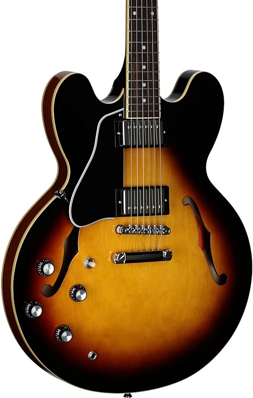 open zoom image for Epiphone ES-335 Electric Guitar, Left-Handed, Vintage Sunburst, Full Left Front