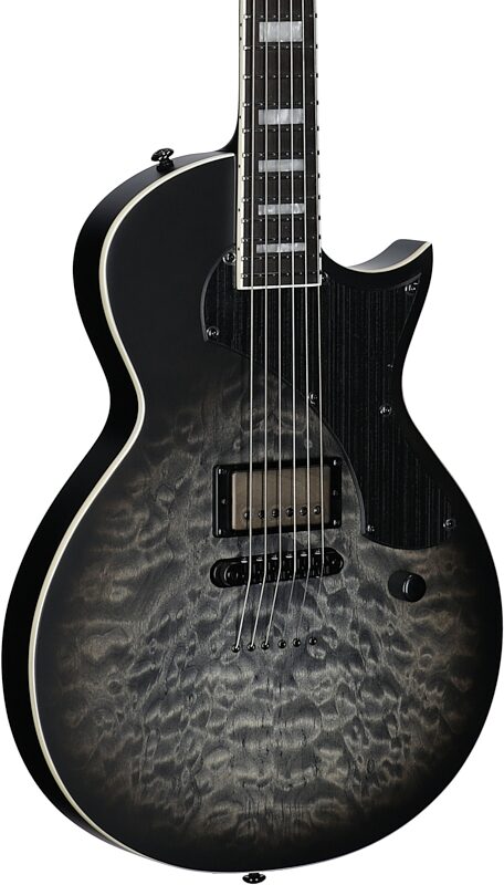 open zoom image for ESP LTD Deluxe EC-01FT Electric Guitar, Charcoal Burst Satin Teardrop, Full Left Front