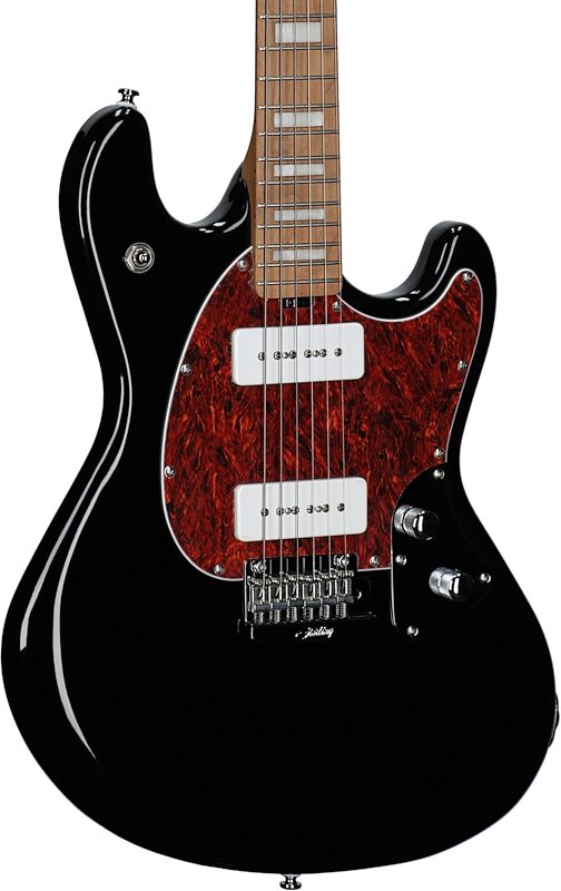 open zoom image for Sterling by Music Man SR50X StingRay Plus Electric Guitar, Black, Roasted Maple Fretboard, Full Left Front