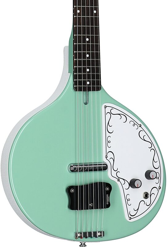 open zoom image for Danelectro Baby Sitar Electric Guitar, Aqua, Full Left Front