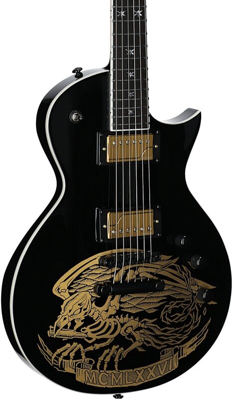 open zoom image for ESP LTD Will Adler Warbird Electric Guitar, Black and Gold, Open Box (Very Good), Full Left Front
