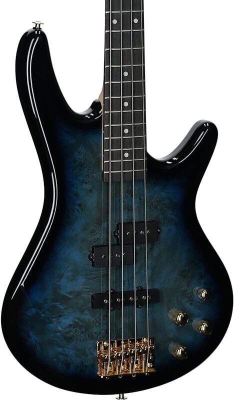 open zoom image for Ibanez GSR200PC Gio Electric Bass, Transparent Marine Burst, Full Left Front
