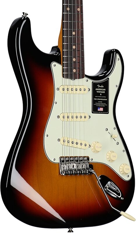 open zoom image for Fender American Vintage II 1961 Stratocaster Electric Guitar, Rosewood Fingerboard (with Case), 3-Color Sunburst, Full Left Front