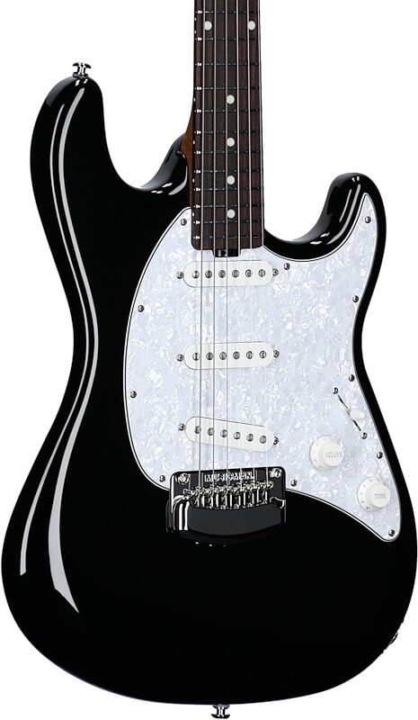open zoom image for Ernie Ball Music Man Cutlass HT SSS Electric Guitar (with Mono Gig Bag), Night Crawler, Rosewood Fretboard, Full Left Front