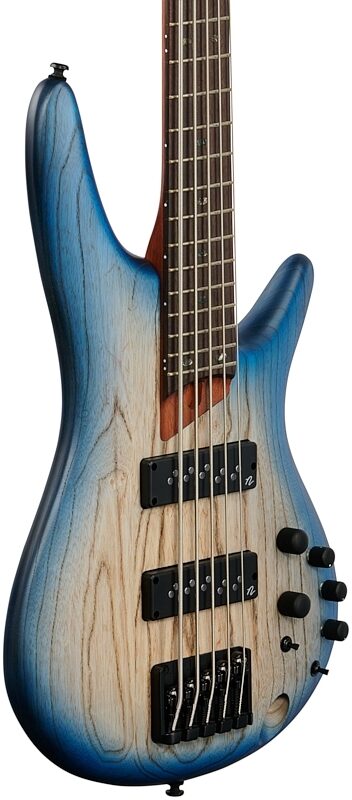 open zoom image for Ibanez SR605E Electric Bass, 5-String, Cosmic Blue Starburst Flat, Full Left Front