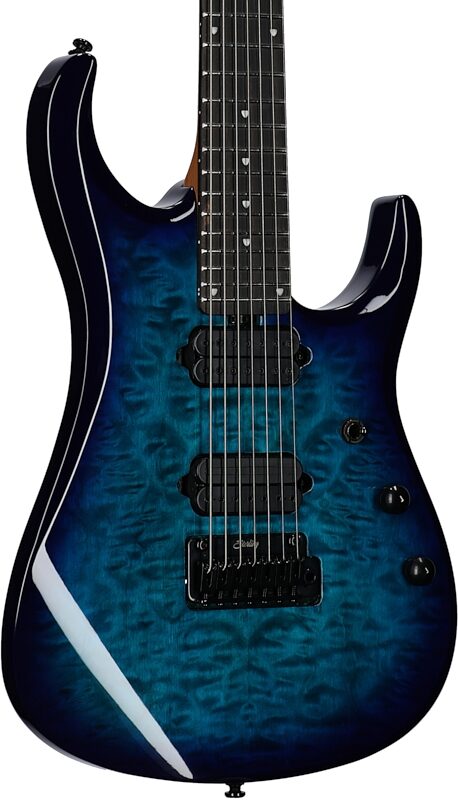 open zoom image for Sterling by Music Man John Petrucci JP157DQM Electric Guitar, Cerulean Blue, Ebony Fretboard, Full Left Front