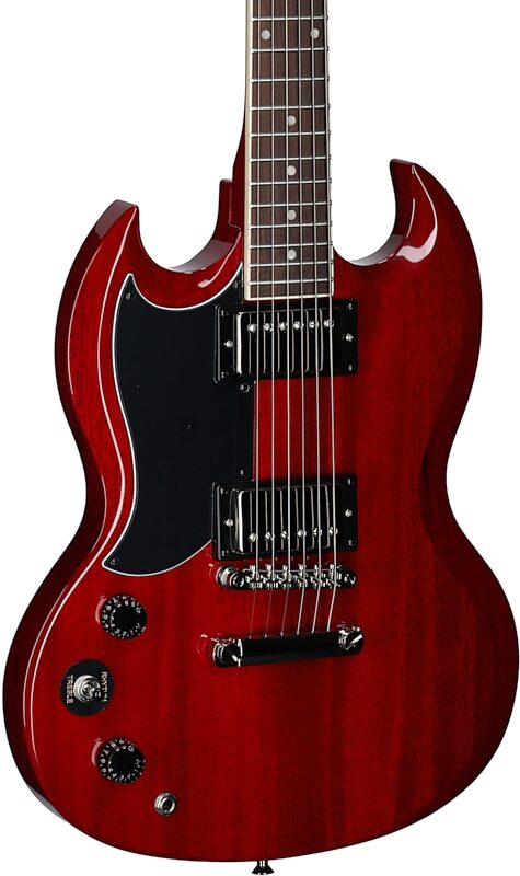 open zoom image for Epiphone SG Tribute Electric Guitar, Left-Handed, Cherry, Full Left Front