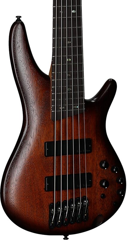 open zoom image for Ibanez SR506A Electric Bass, 6-String, Mahogany Brown Burst Low Gloss, Full Left Front