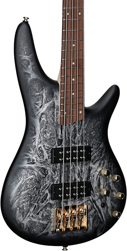 open zoom image for Ibanez SR300EDX Electric Bass Guitar, Black Ice Frozen Matte, Full Left Front
