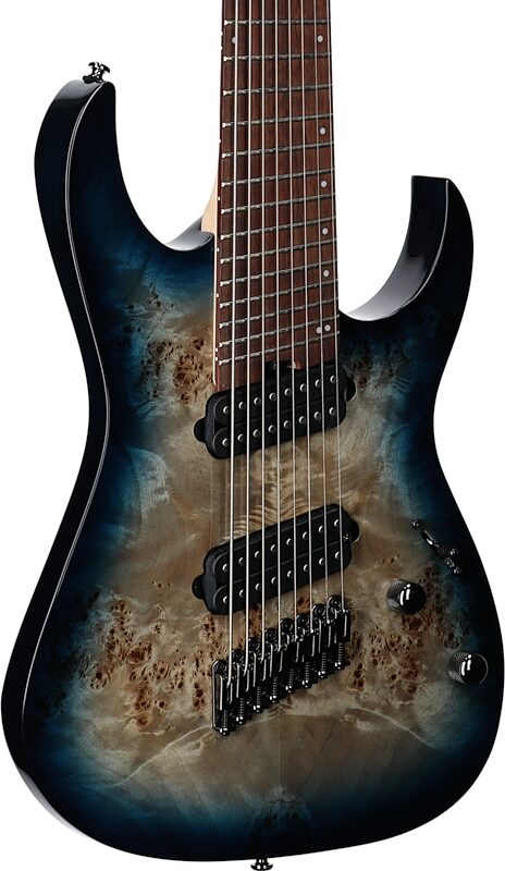 open zoom image for Ibanez RGMS8PB Multi-Scale Electric Guitar, 8-String, Cosmic Blue Sunburst, Full Left Front