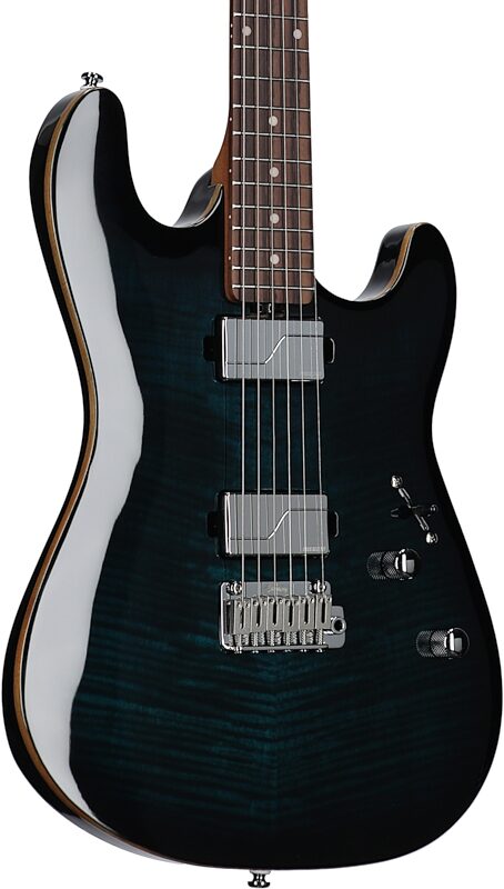 open zoom image for Sterling Sabre Electric Guitar (with Gig Bag), Deep Blue Burst, Rosewood Fretboard, Full Left Front
