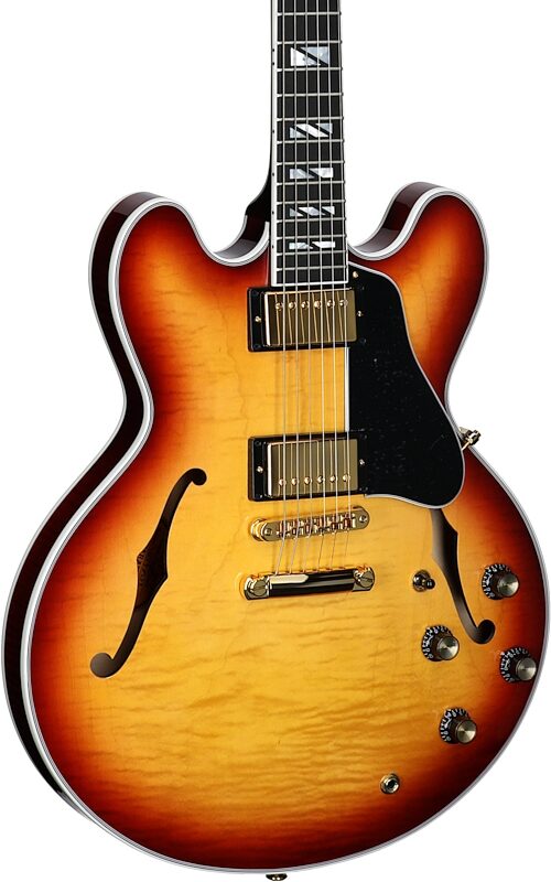 open zoom image for Gibson ES-335 Supreme Figured Top Electric Guitar (with Case), Bourbon Burst, Full Left Front