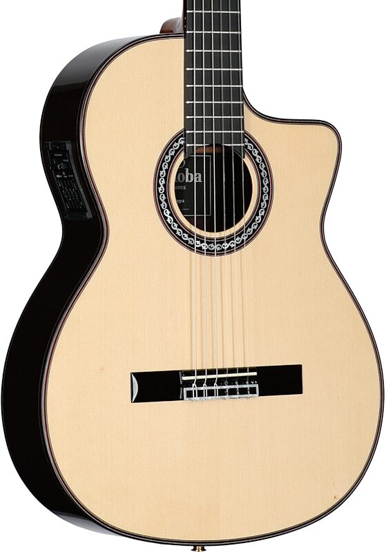 open zoom image for Cordoba GK Pro Negra Flamenco Classical Acoustic-Electric Guitar, Natural, with Case, Full Left Front