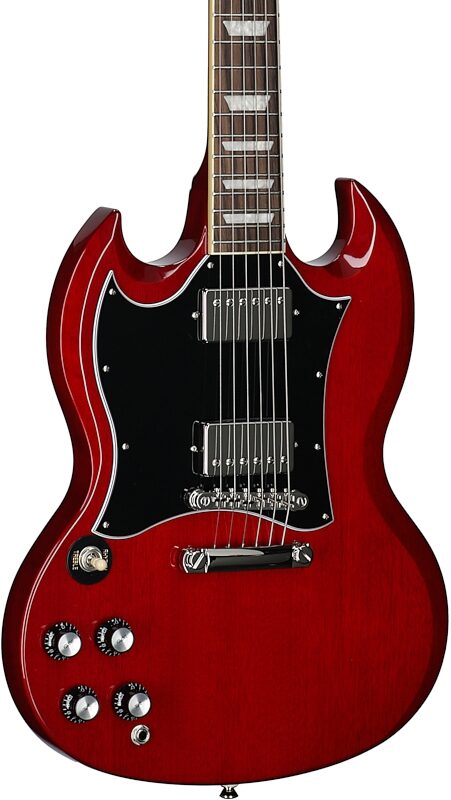 open zoom image for Epiphone Inspired by Gibson SG Standard Electric Guitar, Left-Handed (with Gig Bag), Cherry, Open Box (Very Good), Full Left Front