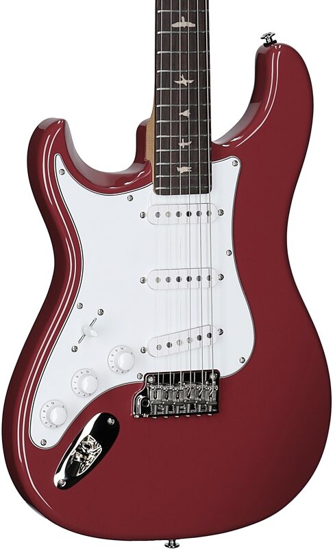 open zoom image for PRS Paul Reed Smith SE Silver Sky Electric Guitar, Left-Handed, Rosewood Fretboard (with Gig Bag), Derby Red, Full Left Front