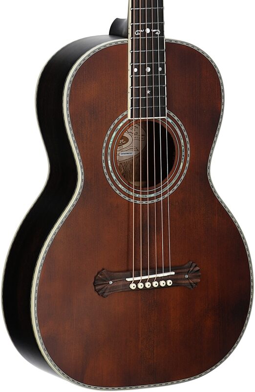 open zoom image for Washburn Victorian R310K Parlor Acoustic Guitar (with Gig Bag), Open Box (Very Good), Full Left Front