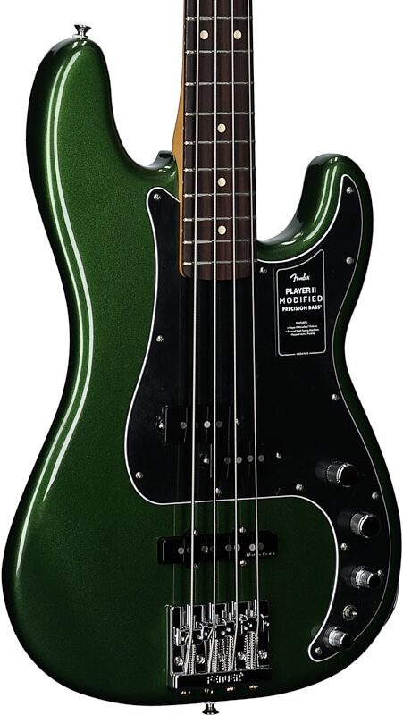 open zoom image for Fender Player II Modified Active Precision Bass, Rosewood Fingerboard (with Gig Bag), Harvest Green, Full Left Front