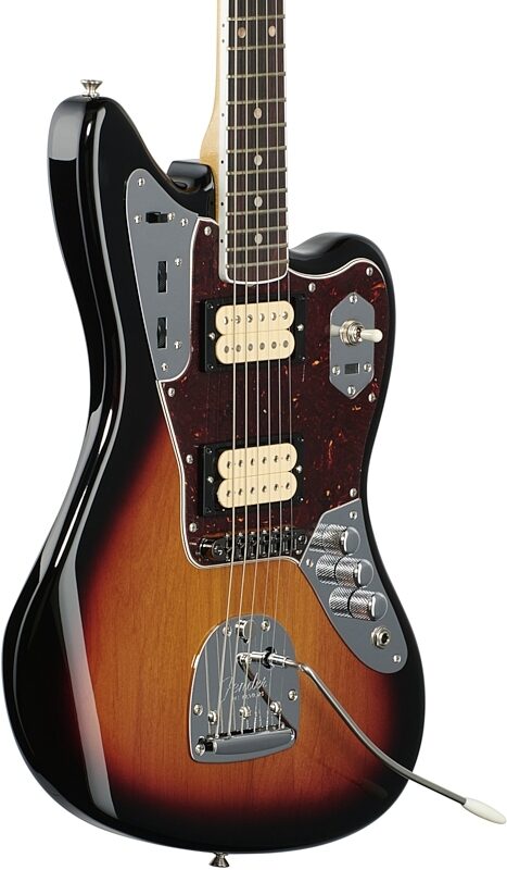 open zoom image for Fender Kurt Cobain Jaguar Electric Guitar, with Rosewood Fingerboard (with Case), 3-Color Sunburst, Full Left Front