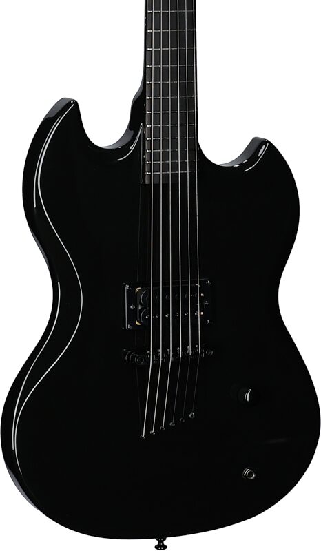 open zoom image for Guild Polara Night Edition Electric Guitar, Black Tungsten Gloss, Full Left Front