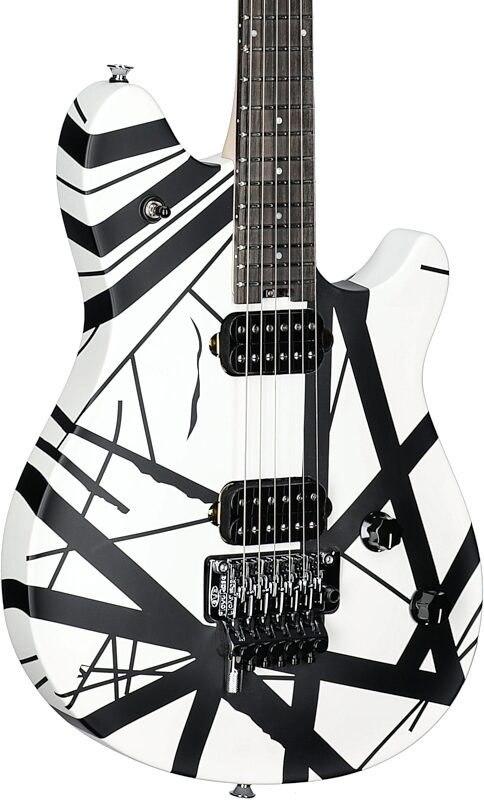 open zoom image for EVH Eddie Van Halen Wolfgang Special Ebony Fingerboard Electric Guitar, Striped Black/White, Full Left Front