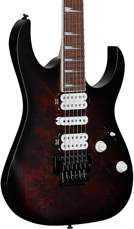 open zoom image for Ibanez RG470DXW Electric Guitar, Wine Red Frozen Matte, Full Left Front