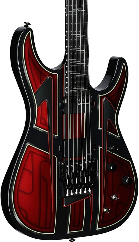 open zoom image for Schecter C-1 FRS Pryzm Vespid Electric Guitar, Metallic Red, Full Left Front