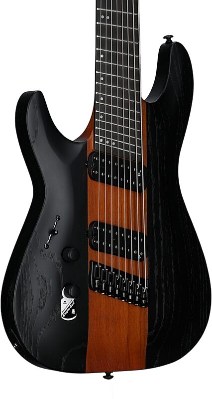 open zoom image for Schecter Rob Scallon C-8 Multi-Scale Electric Guitar, Left Handed, Satin Dark Roast, Full Left Front