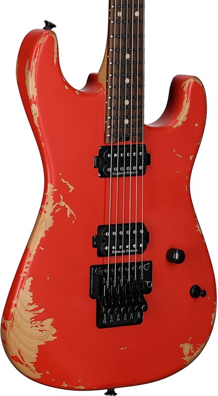 open zoom image for Charvel Pro-Mod Relic San Dimas ST1 HH Electric Guitar (with Gig Bag), Weathered Orange, Open Box (Very Good), Full Left Front