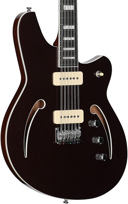open zoom image for Reverend Airwave 12 Electric Guitar, 12-String, Metallic Bordeaux, Full Left Front