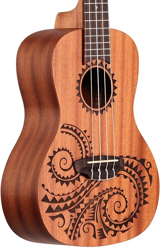 open zoom image for Luna Concert Tattoo Mahogany Ukulele with Gig Bag, New, Full Left Front