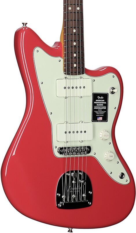 open zoom image for Fender American Professional Classic Jazzmaster Electric Guitar, Rosewood Fingerboard (with Gig Bag), Dakota Red, Full Left Front