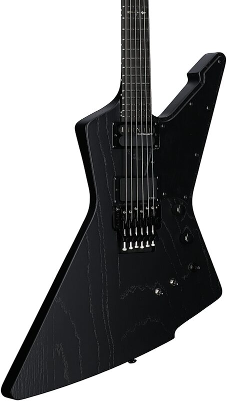 open zoom image for Schecter Jake Pitts E-1 FR-S Electric Guitar, Satin Black Open Pore, Full Left Front