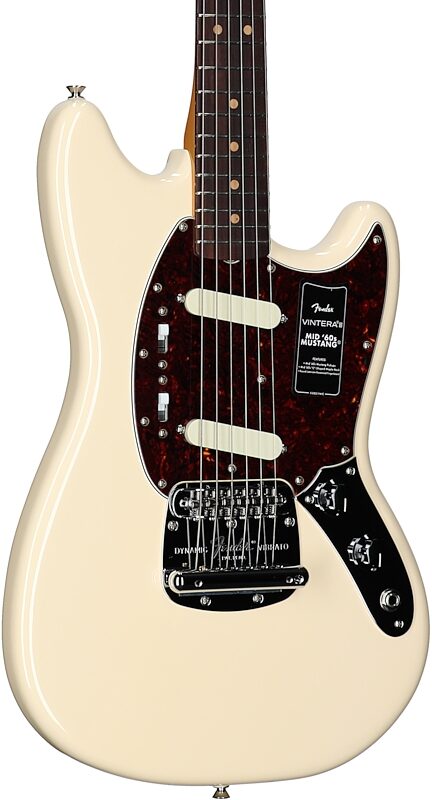 open zoom image for Fender Vintera III Mid 60s Mustang Electric Guitar (with Gig Bag), Olympic White, Rosewood Fretboard, Open Box (Very Good), Full Left Front