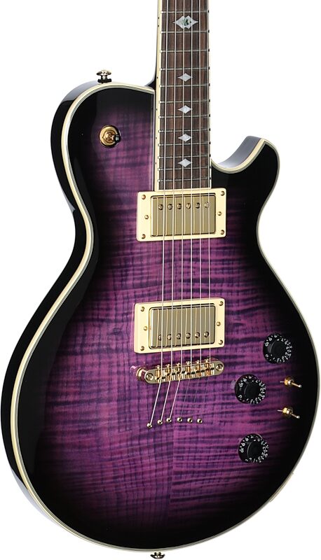 open zoom image for Michael Kelly Limited Modshop Narrow Body Design Patriot Electric Guitar, Purple Burst, Open Box (Very Good), Full Left Front