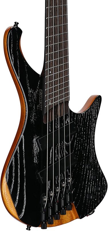 open zoom image for Ibanez EHB1135MS Multi-scale Electric Bass (with Gig Bag), 5-String, Silver Wave Black, Full Left Front
