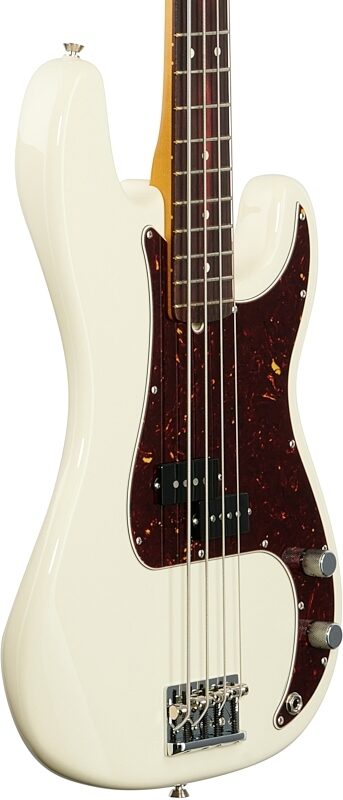 open zoom image for Fender American Pro II Precision Electric Bass, Rosewood Fingerboard (with Case), Olympic White, Full Left Front