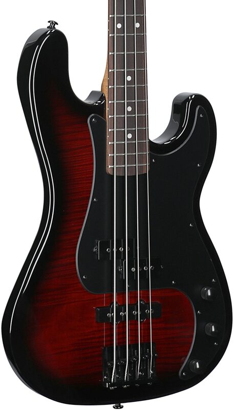 open zoom image for ESP LTD Surveyor-204DX Electric Bass, Red Burst, Full Left Front