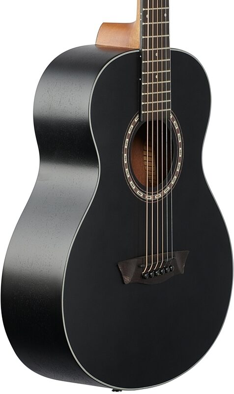 open zoom image for Washburn Apprentice G Mini5 Acoustic Guitar (with Gig Bag), Black Matte, Full Left Front
