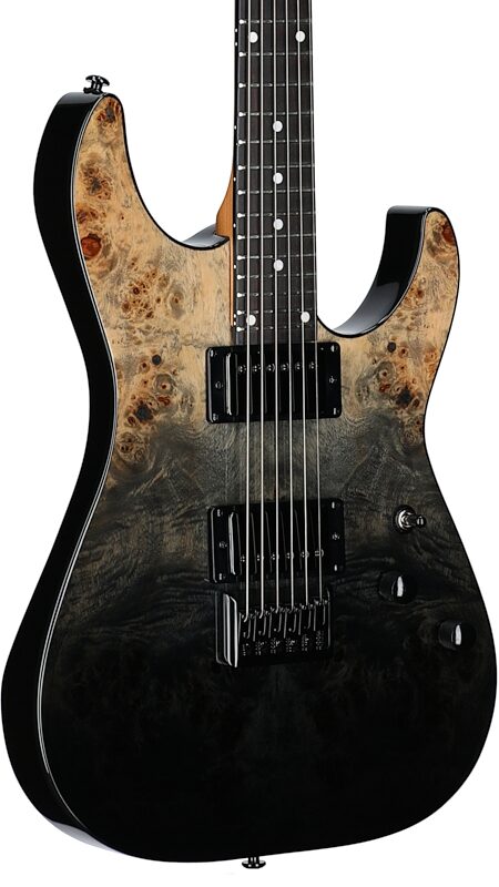 open zoom image for Schecter C-1 Standard Electric Guitar, Black Fade Burst Burl, Full Left Front