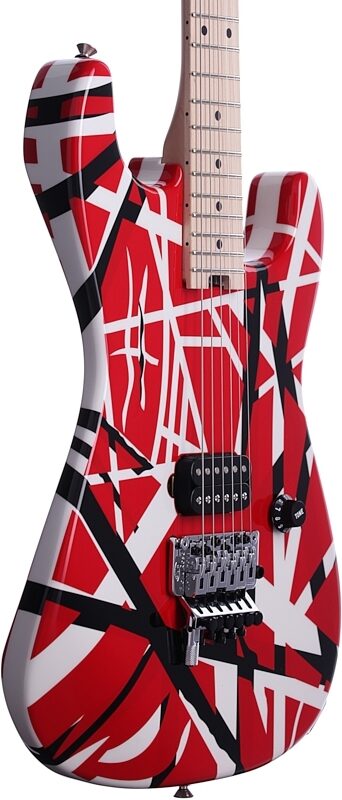 open zoom image for EVH Eddie Van Halen Striped Series Electric Guitar, Red, Black, and White, Full Left Front