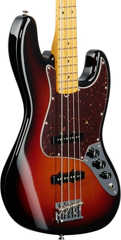open zoom image for Fender American Pro II Jazz Electric Bass, Maple Fingerboard (with Case), 3-Color Sunburst, Full Left Front