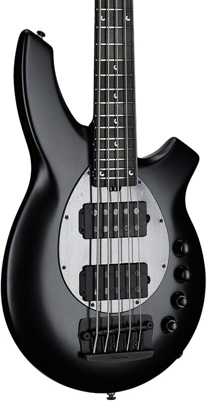 open zoom image for Ernie Ball Music Man Bongo 5HH Electric Bass, 5-String (with Case), Stealth Black, Ebony Fretboard, Full Left Front