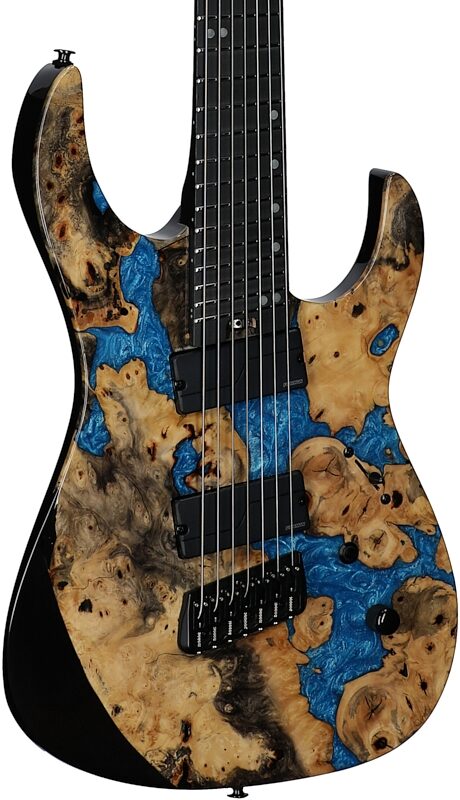open zoom image for Legator Ninja X7F Multi-Scale Guitar, 7-String, Caribbean Blue, Full Left Front