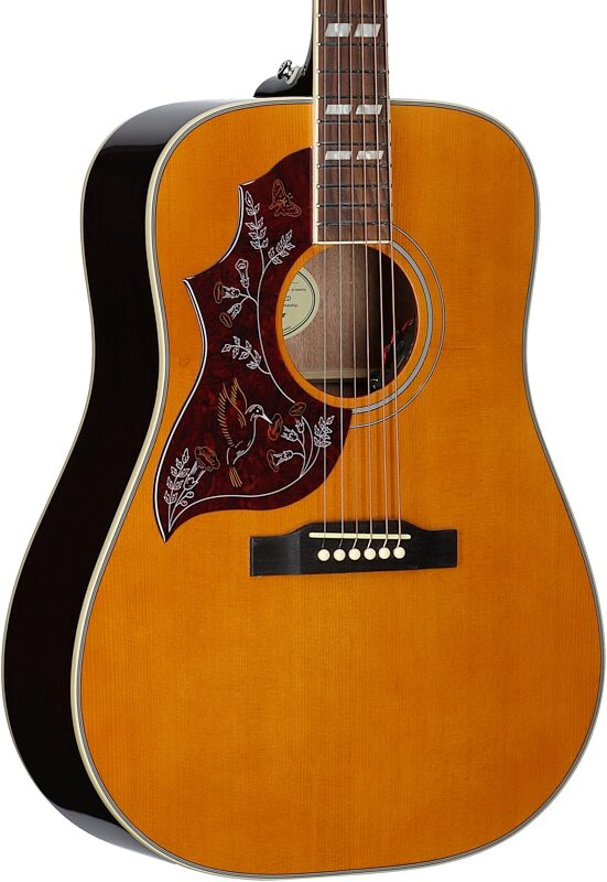 open zoom image for Epiphone Hummingbird Studio Acoustic-Electric Guitar, Left-Handed (with Gig Bag), Antique Natural, Full Left Front