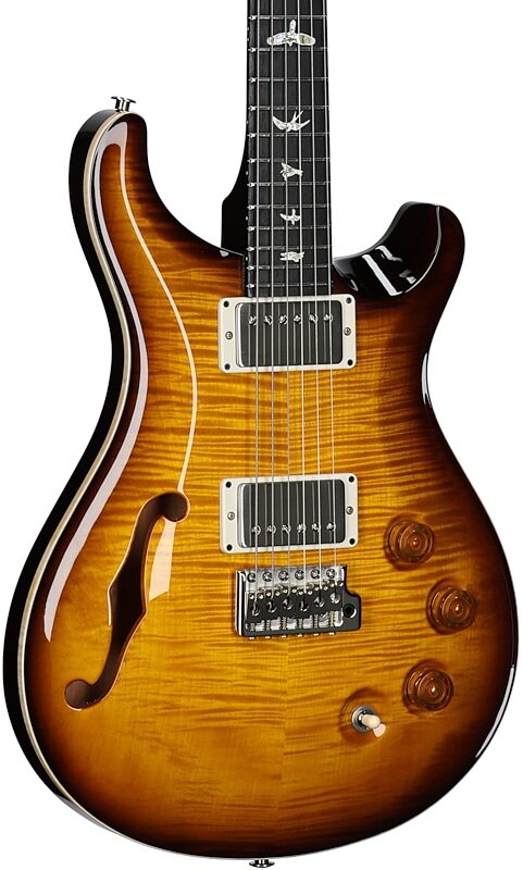 open zoom image for PRS Paul Reed Smith DGT Semi-Hollowbody Birds Electric Guitar (with Case), Tobacco Sunburst, Full Left Front
