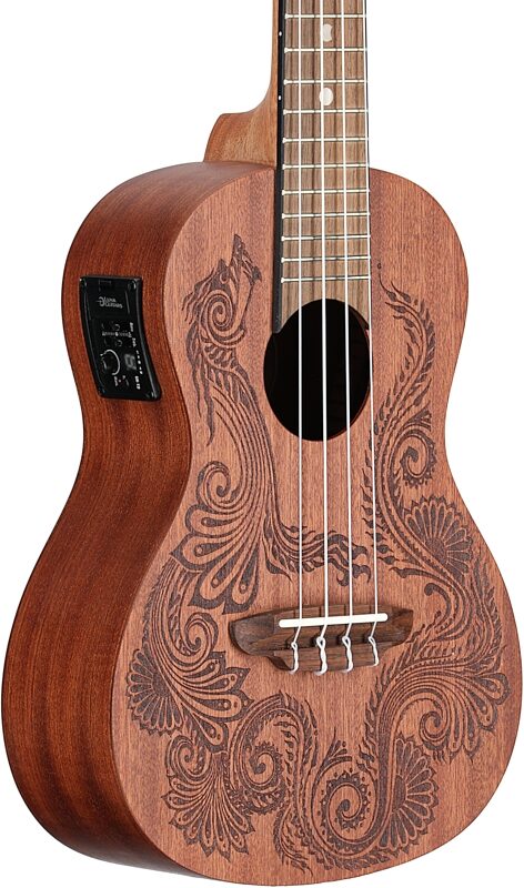 open zoom image for Luna Henna Dragon Mahogany Concert Acoustic-Electric Ukulele (with Gig Bag), New, Full Left Front